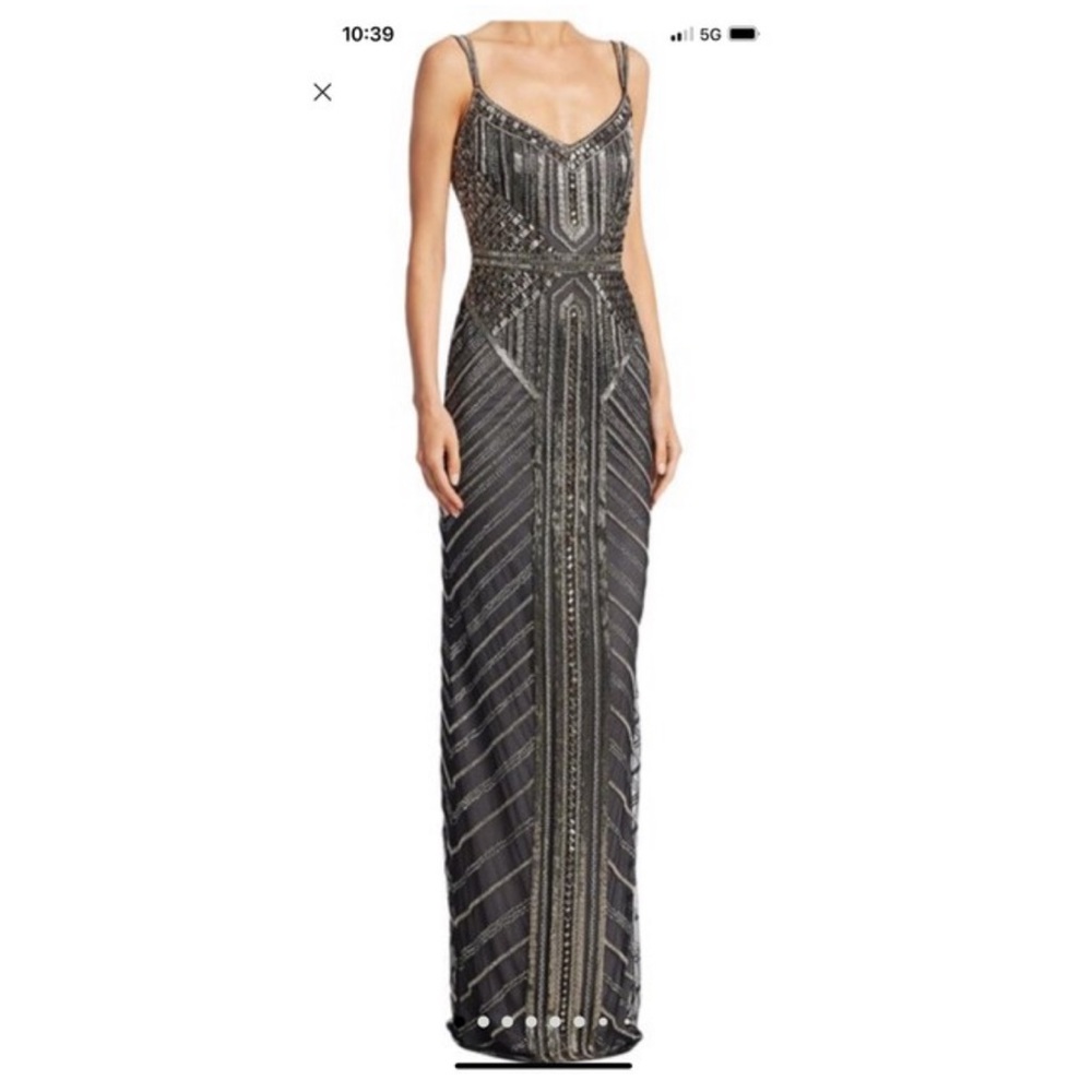 Theia Gunmetal Beaded Gown Formal Dress BRAND NEW WITH TAGS.